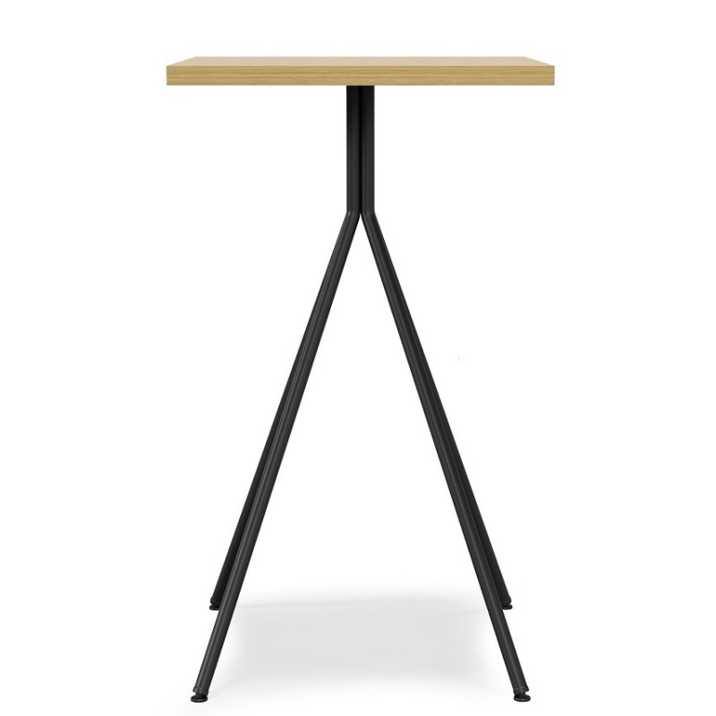 Mesa BISTRÓ, alta, metal negro, tapa de MDP color miel