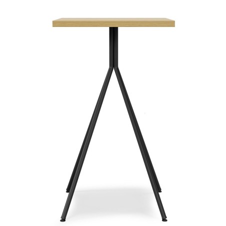 Mesa BISTRÓ, alta, metal negro, tapa de MDP color miel