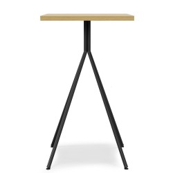 Mesa BISTRÓ, alta, metal negro, tapa de MDP color miel