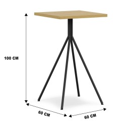 Mesa BISTRÓ, alta, metal negro, tapa de MDP color miel