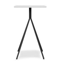 Mesa alta BISTRÓ, metal negro, tapa de MDP color blanco