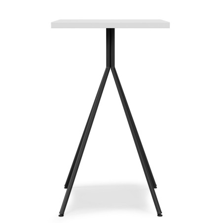 Mesa alta BISTRÓ, metal negro, tapa de MDP color blanco