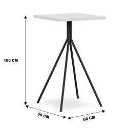 Mesa alta BISTRÓ, metal negro, tapa de MDP color blanco