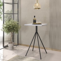 Mesa alta BISTRÓ, metal negro, tapa de MDP color blanco