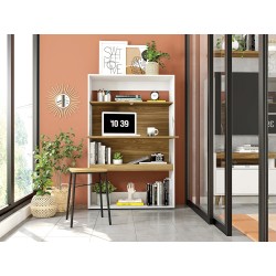 Armario SPAIN, multiusos, alto, MDP blanco y miel