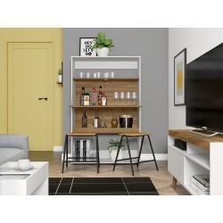 Armario SPAIN, multiusos, alto, MDP blanco y miel