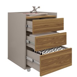 Cajonera STUDIO, ruedas, 3 cajones, guías metálicas