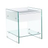 Mesa DARLING, cristal templado, cajón blanco