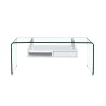 Mesa NEWARK, baja, estante blanco, cristal curvado