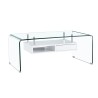 Mesa NEWARK, baja, estante blanco, cristal curvado