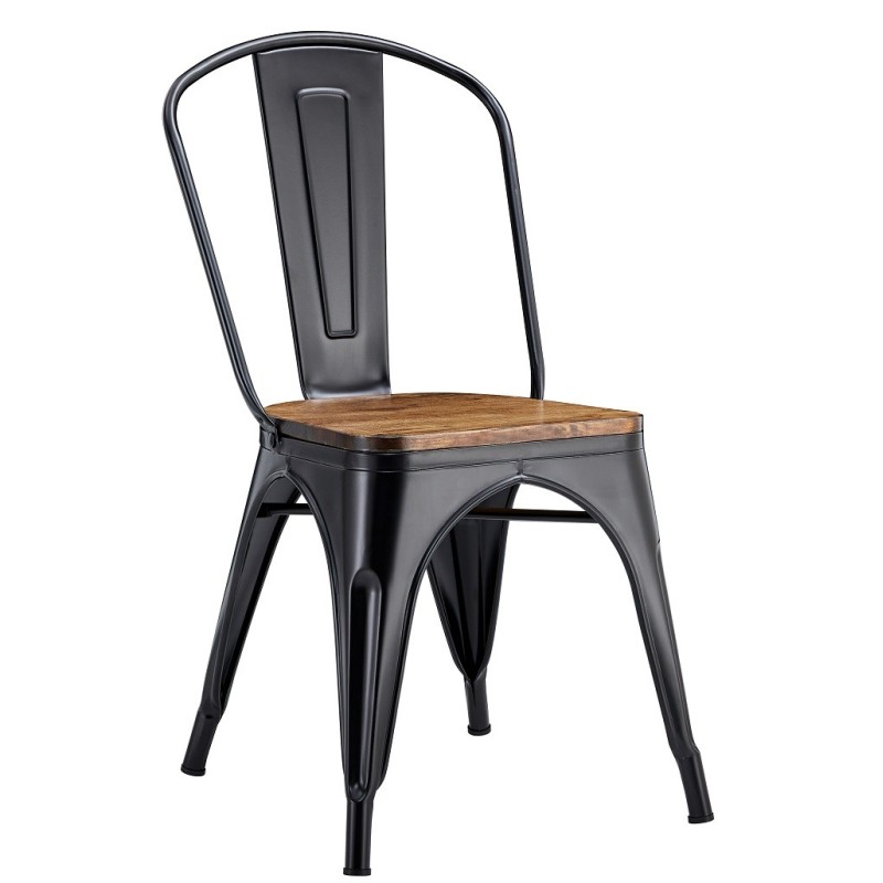 Silla TOL EK WOOD, acero, negra