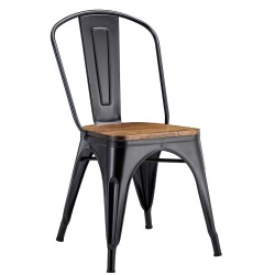 Silla TOL EK WOOD, acero, negra
