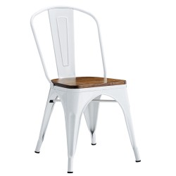Silla TOL EK WOOD, acero, blanca