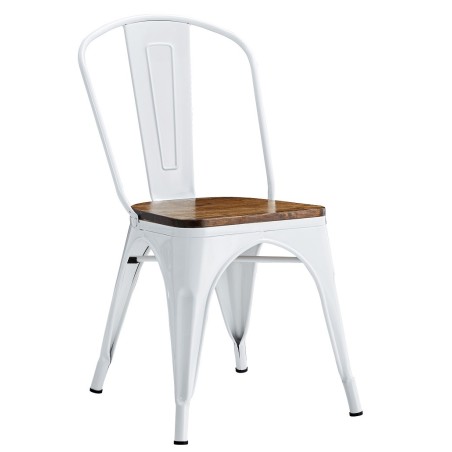 Silla TOL EK WOOD, acero, blanca