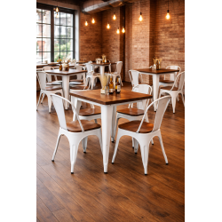 Silla TOL EK WOOD, acero, blanca