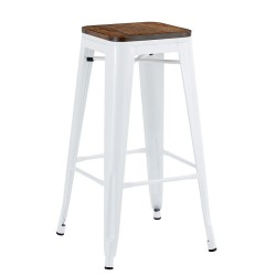 Taburete TOL EK WOOD, acero, blanco