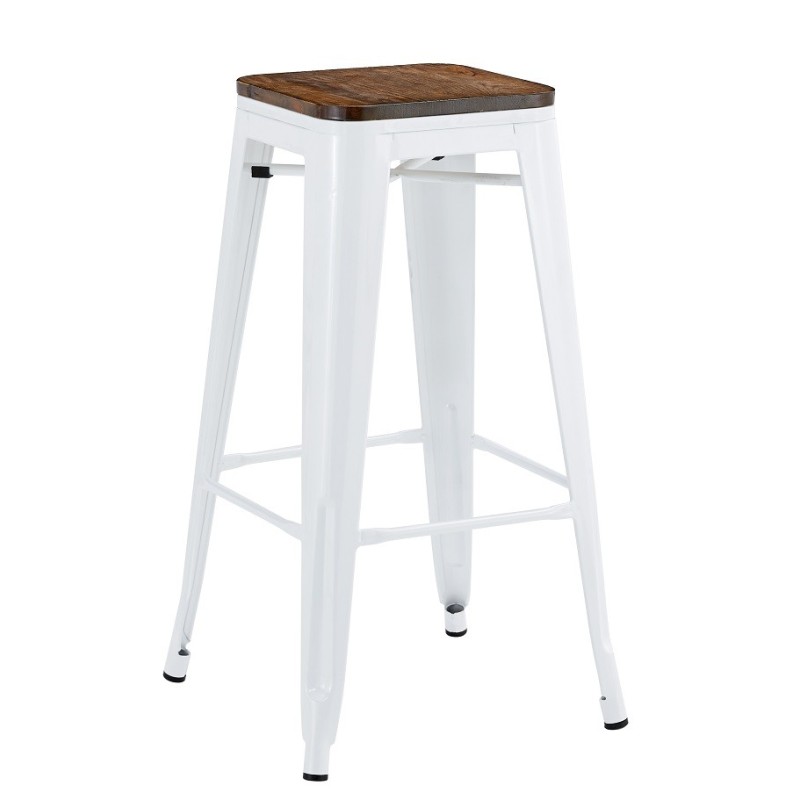 Taburete TOL EK WOOD, acero, blanco