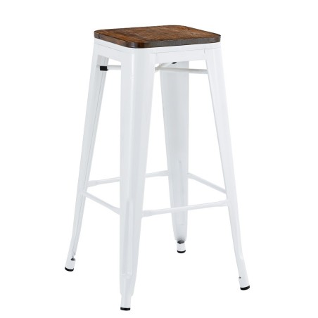 Taburete TOL EK WOOD, acero, blanco