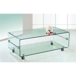 Mesa MELBOURNE, cristal curvado, ruedas