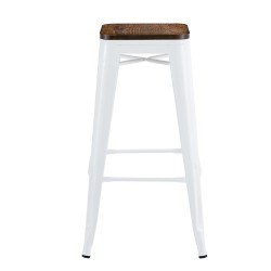 Taburete TOL EK WOOD, acero, blanco