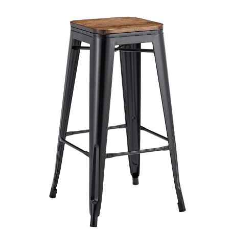 Taburete TOL EK WOOD, acero, negro