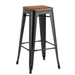 Taburete TOL EK WOOD, acero, negro