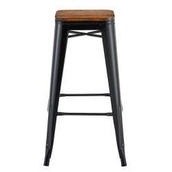 Taburete TOL EK WOOD, acero, negro