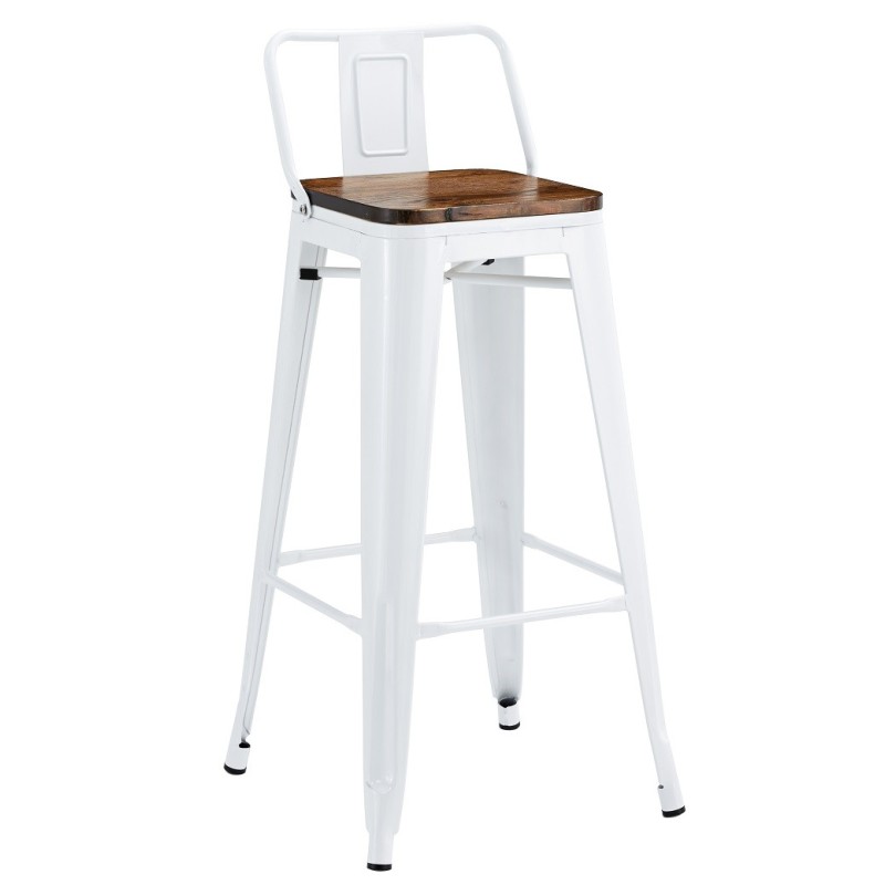 Taburete TOL R1 EK WOOD, acero, blanco