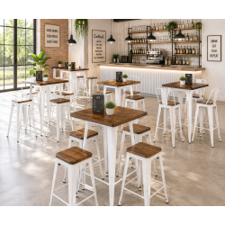 Taburete TOL R1 EK WOOD, acero, blanco