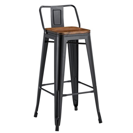 Taburete TOL R1 EK WOOD, acero, negro