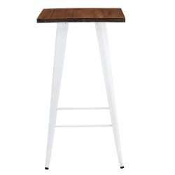 Mesa alta TOL EK WOOD, acero, madera, blanca