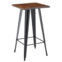 Mesa alta TOL EK WOOD, acero, madera, negra