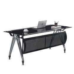Mesa de oficina BASILEA, vidrio templado negro