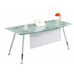 Mesa de oficina ACRE, vidrio templado blanco