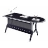 Mesa de oficina COLOGNE, forma a izquierda, vidrio templado negro