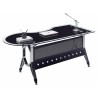 Mesa de oficina COLOGNE, forma a derecha, vidrio templado negro