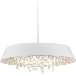 Lámpara JENA BL, colgante, metal, blanca, cristal