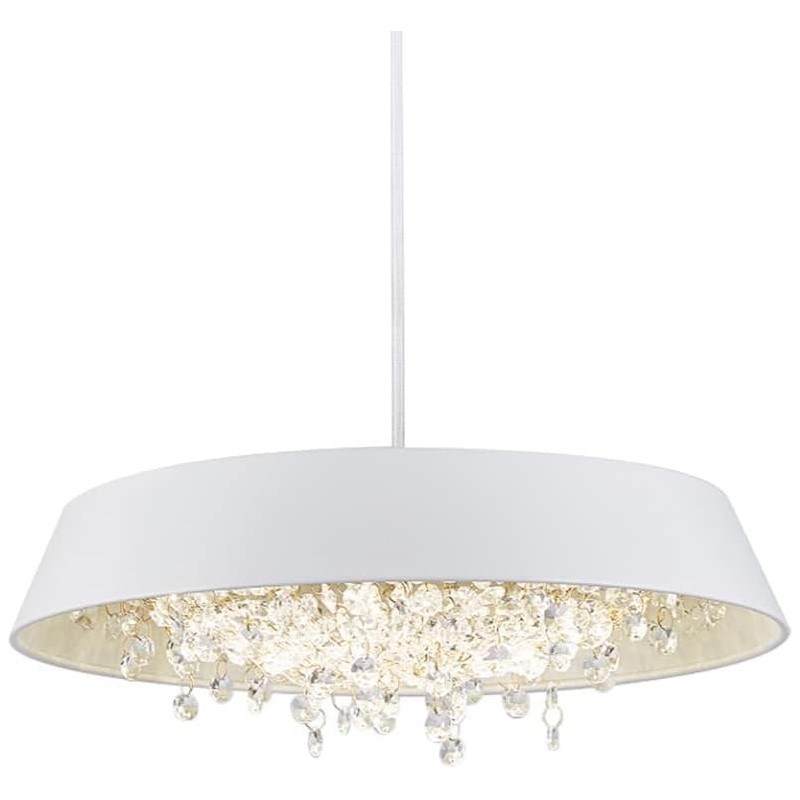 Lámpara JENA BL, colgante, metal, blanca, cristal