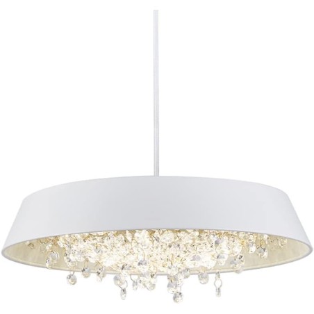Lámpara JENA BL, colgante, metal, blanca, cristal