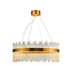 Lámpara MILDA, colgante, metal dorada, cristal