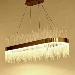 Lámpara WEIRA, colgante, metal dorada, cristal
