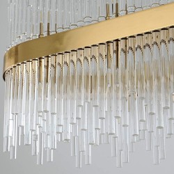 Lámpara WEIRA, colgante, metal dorada, cristal