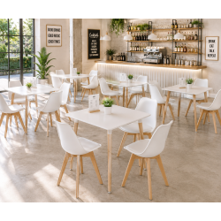 Mesa NURY  (SU), madera, tapa lacada blanca