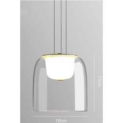 Lámpara WITTEN H170, colgante, metal, cristal