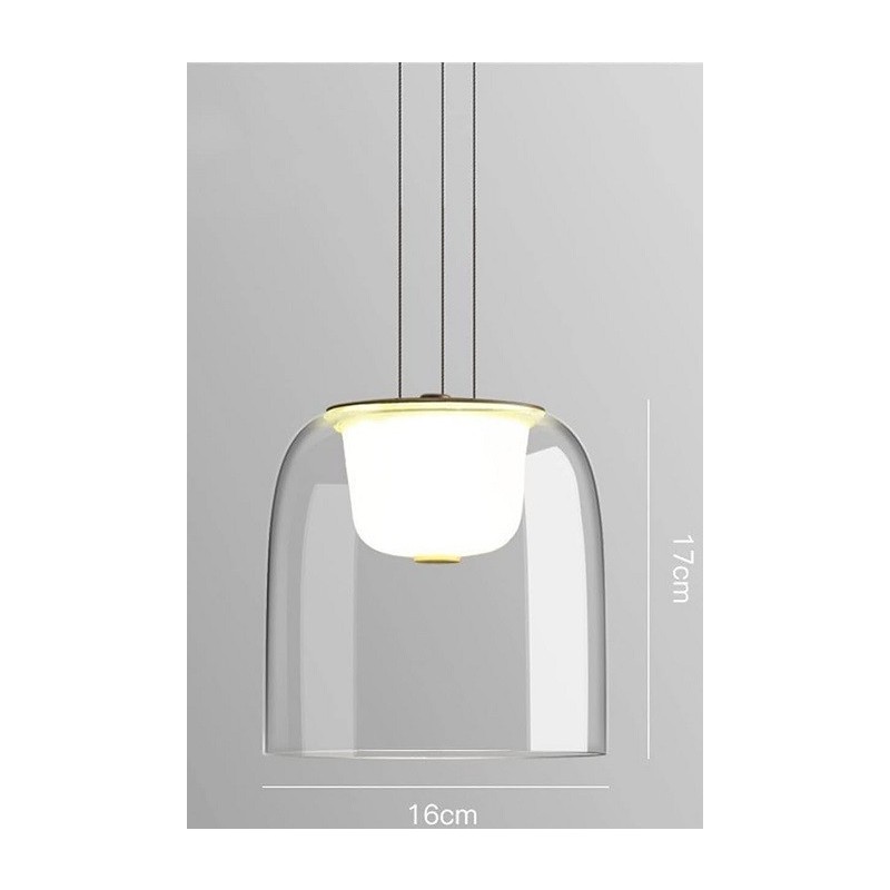 Lámpara WITTEN H170, colgante, metal, cristal