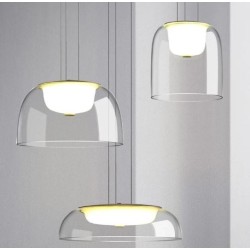 Lámpara WITTEN H170, colgante, metal, cristal