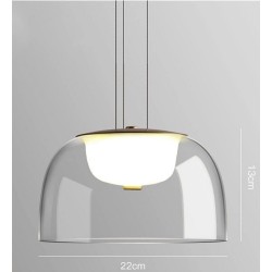 Lámpara WITTEN H130, colgante, metal, cristal