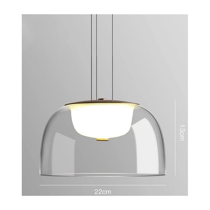 Lámpara WITTEN H130, colgante, metal, cristal