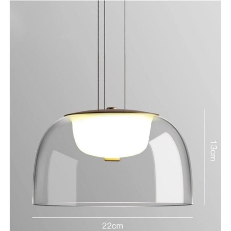Lámpara WITTEN H130, colgante, metal, cristal