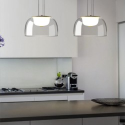Lámpara WITTEN H130, colgante, metal, cristal